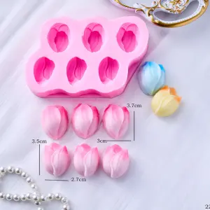 6 cavity Tulip flower Petal Silicone Mould