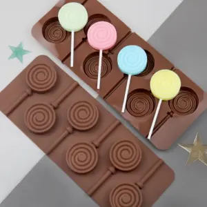 6 cavity Spiral Lollipop Cake pops Silicone Mould