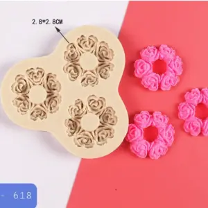 3 Cavity Rose Wreath Silicone Mould