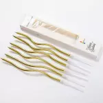 Thin Long Curly Wavy Candle with Holder (Set of 6)