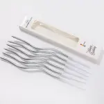 Silver Thin Long Curly Wavy Candle with Holder (Set of 6)
