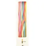 Multicoloured Pastel Thin Long Curly Wavy Candle with Holder (Set of 6)