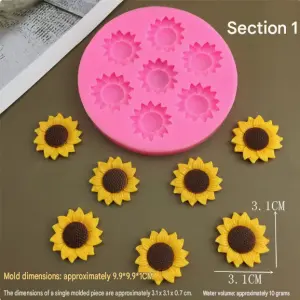 7 Cavity Sunflower Silicone Mould