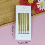 Gold Thin Long Candle with Holder (Set of 6)