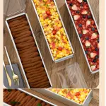 Rectangle Oven Tray, Adjustable Cake Mould Non-Stick Tiramisu Baking Pan with Removable Side Part, Aluminum Baking Trays for Cake, Mousse, Bread and Tiramisu
