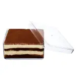 Transparent Acrylic Dessert Square Tub With Lid (Pack of 5) | Clear Tiramisu Cups for Layered Desserts, Mousse & Cake Packaging Cake Decor (small)
