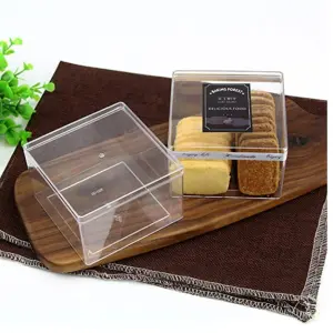 Transparent Acrylic Dessert Square Tub With Lid (Pack of 5) | Clear Tiramisu Cups for Layered Desserts, Mousse & Cake Packaging Cake Decor (small)