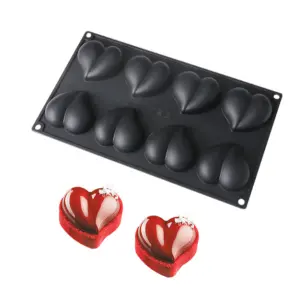 8 cavity heart Silicone Mould for mousse,baking,desserts etc style 2