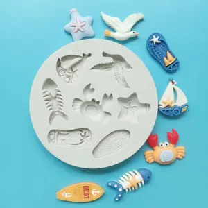 Beach Theme Silicone Mould for Fondant, Chocolate & Sea-Themed Cakes