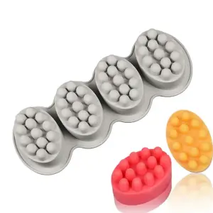SILICONE SOAP MOLDS – 4 CAVITIES MASSAGE BAR ELLIPSE MOLD
