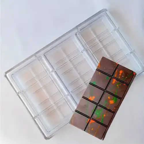 Polycarbonate Deep Kunafa Chocolate Bar Mould 6x3 Inch for Dubai Chocolate Bars