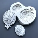 Vintage Lady Portrait Frame Silicone Mould for Fondant, Chocolate & Cake Decoration