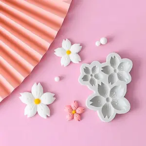 3 Cavity Sakura Flower Silicone Mould for Fondant, Chocolate & Cake Decoration