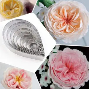 10 Pcs Austin Rose Petal Cutter Set for Fondant & Gumpaste Flower Making