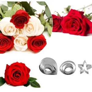 11 Pcs Austin Rose Petal Calyx Leaf Cutter Set for Fondant & Gumpaste
