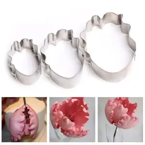 3 Pcs Parrot Tulip Flower Petal Cutter Set for Fondant & Gumpaste