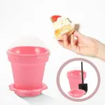 Pink Flower Pot Shape Mousse Dessert Cups with Lid & Spoon