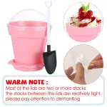 Pink Flower Pot Shape Mousse Dessert Cups with Lid & Spoon