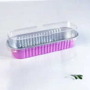 Aluminium Rectangle Bake & Serve Dessert & Cake Moulds with Lid - Pack of 10