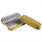 Golden Aluminium Rectangle Bake & Serve Dessert & Cake Moulds with Lid - Pack of 10