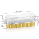 Golden Aluminium Rectangle Bake & Serve Dessert & Cake Moulds with Lid - Pack of 10