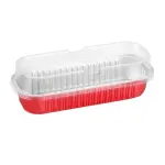 Red Aluminium Rectangle Bake & Serve Dessert & Cake Moulds with Lid - Pack of 10