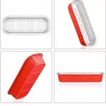 Red Aluminium Rectangle Bake & Serve Dessert & Cake Moulds with Lid - Pack of 10
