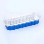 Blue Aluminium Rectangle Bake & Serve Dessert & Cake Moulds with Lid - Pack of 10