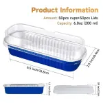 Blue Aluminium Rectangle Bake & Serve Dessert & Cake Moulds with Lid - Pack of 10