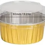 Gold Foil Aluminium Bake & Serve Cups with Lids - Pack of 10 (125 ml)