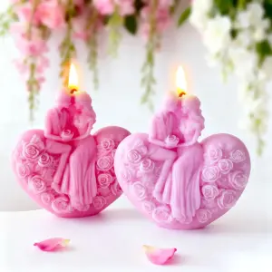 Romantic Couple Heart Theme Silicone Mould Style 1 for Fondant, Candle & Resin