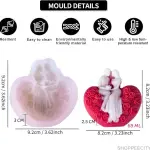 Romantic Couple Heart Theme Silicone Mould Style 1 for Fondant, Candle & Resin