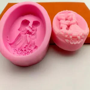 Romantic Couple Heart Theme Silicone Mould Style 3 for Fondant, Candle & Resin