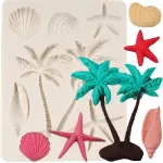 Beach Theme Coconut Tree Sea Shell Silicone Mould for Fondant & Chocolate