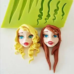 Girl Doll Hair Silicone Mould for Fondant, Chocolate, Candle & Resin