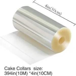 10 cm Clear Acetate Cake Collar Roll for Chocolate, Mousse & Cake Decoration (210g)