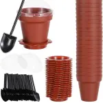 Brown Flower Pot Shape Mousse Dessert Cups with Lid & Spoon