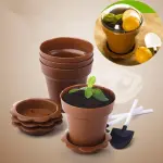 Brown Flower Pot Shape Mousse Dessert Cups with Lid & Spoon