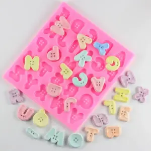 Alphabet Button Theme Silicone Mould for Fondant & Chocolate