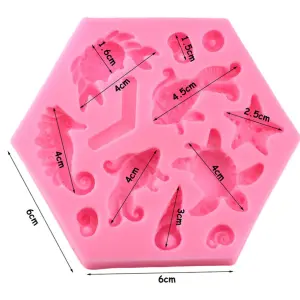 Marine Silicone Mould – Conch, Seahorse, Fish, Crab & Tortoise for Fondant & Chocolate