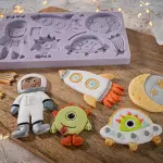 Outer Space Rocket Astronaut Theme Silicone Mould for Fondant & Chocolate