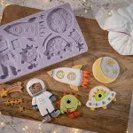 Outer Space Rocket Astronaut Theme Silicone Mould for Fondant & Chocolate