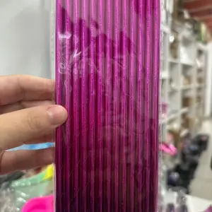 25 Pcs Metallic Pink Paper Straws for Cake Pops, Drinks & Party Decoration