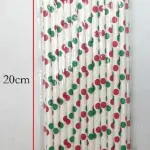 25 Pcs Red & Green Polka Dot Paper Straws for Drinks & Party Decoration