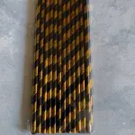 25 Pcs Black & Gold Paper Straws for Cake Pops, Drinks & Party Decoration