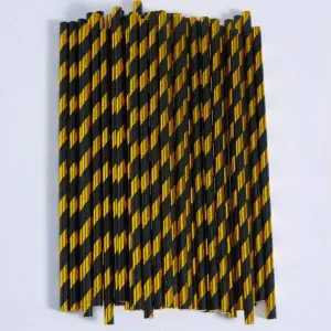 25 Pcs Black & Gold Paper Straws for Cake Pops, Drinks & Party Decoration