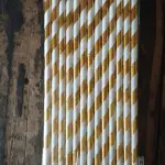 25 Pcs White & Gold Paper Straws for Drinks, Cake Pops & Party Decoration