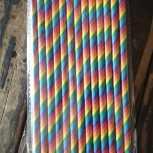 25 Pcs Multicoloured Stripe Paper Straws for Drinks & Party Decoration
