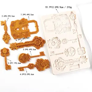 Key & Lock Theme Silicone Mould for Fondant, Chocolate & Cake Decoration