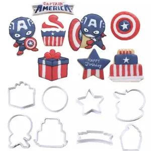 Captain America Cookie Cutter Set of 8 Pcs for Cookies & Fondant